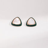 French Emerald Enamel Studs - Gold-Tone 925 Silver