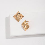 24×24mm Square Stud Earrings - Gold-Tone 925 Silver