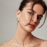 24×24mm Square Stud Earrings - Gold-Tone 925 Silver
