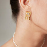 Gold-Tone Zircon Earrings - 925 Silver (2.4cm Drop)
