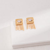 Gold-Tone Zircon Earrings - 925 Silver (2.4cm Drop)