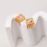 Gold-Tone Zircon Earrings - 925 Silver (2.4cm Drop)