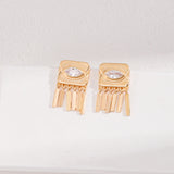 Gold-Tone Zircon Earrings - 925 Silver (2.4cm Drop)