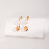 Baroque Pearl Drop Earrings - 925 Silver (Silver/Gold-Tone)