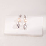Baroque Pearl Drop Earrings - 925 Silver (Silver/Gold-Tone)