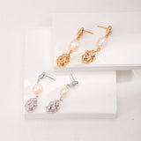Baroque Pearl Drop Earrings - 925 Silver (Silver/Gold-Tone)