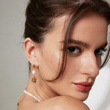 Baroque Pearl Drop Earrings - 925 Silver (Silver/Gold-Tone)