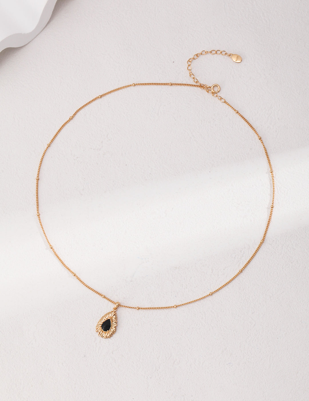 Black Zircon Necklace & Earrings Set - Gold-Tone 925 Silver