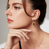 Black Zircon Necklace & Earrings Set - Gold-Tone 925 Silver
