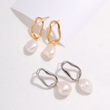 Baroque Pearl Statement Earrings - 925 Silver (Silver/Gold-Tone)