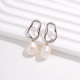 Baroque Pearl Statement Earrings - 925 Silver (Silver/Gold-Tone)