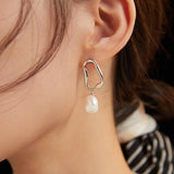 Baroque Pearl Statement Earrings - 925 Silver (Silver/Gold-Tone)