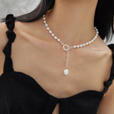 Adjustable Baroque Pearl Necklace & Bracelet Set - 925 Silver