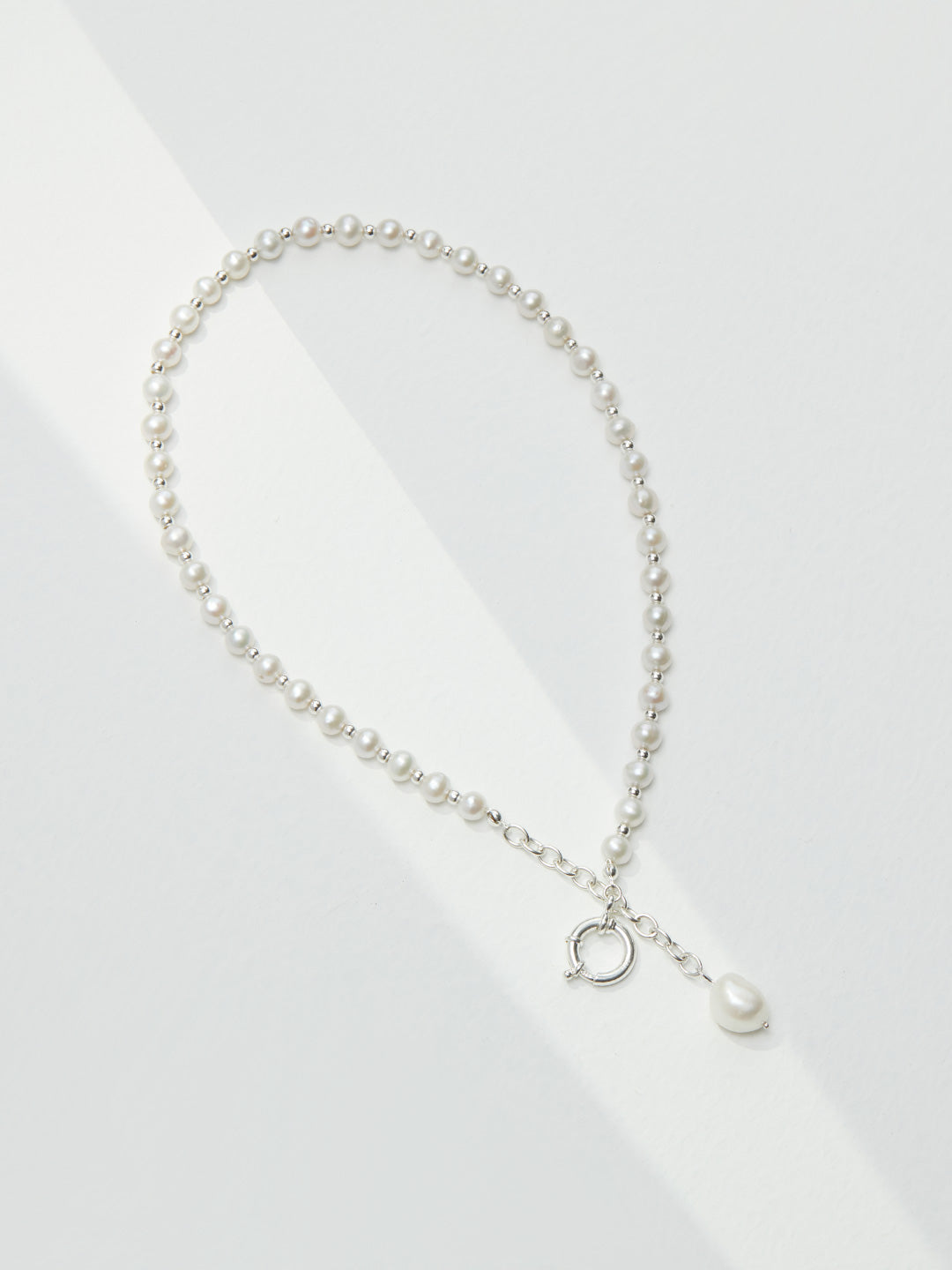 Adjustable Baroque Pearl Necklace & Bracelet Set - 925 Silver
