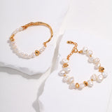 French Pearl Bracelet - Adjustable Gold-Tone 925 Silver