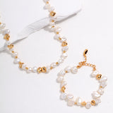 French Pearl Bracelet - Adjustable Gold-Tone 925 Silver