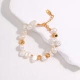French Pearl Bracelet - Adjustable Gold-Tone 925 Silver