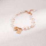 Adjustable Lucky Charm Pearl Bracelet - 925 Silver (Silver/Gold-Tone)