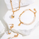 Baroque Pearl Jewelry Set – S925 Silver Necklace, Bracelet & Earrings (Adjustable)