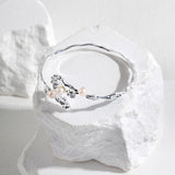 Wave Pearl Adjustable Bracelet - 925 Sterling Silver (Silver Tone / Gold Tone)
