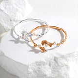 Wave Pearl Adjustable Bracelet - 925 Sterling Silver (Silver Tone / Gold Tone)