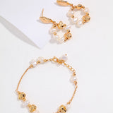 Adjustable Pearl Bracelet - 925 Sterling Silver (Vintage Gold Tone)