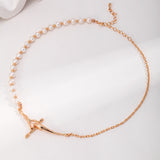 Fluid Pearl Adjustable Necklace - 925 Sterling Silver (Gold Tone)