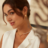 Fluid Pearl Adjustable Necklace - 925 Sterling Silver (Gold Tone)