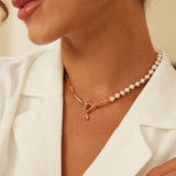 Fluid Pearl Adjustable Necklace - 925 Sterling Silver (Gold Tone)