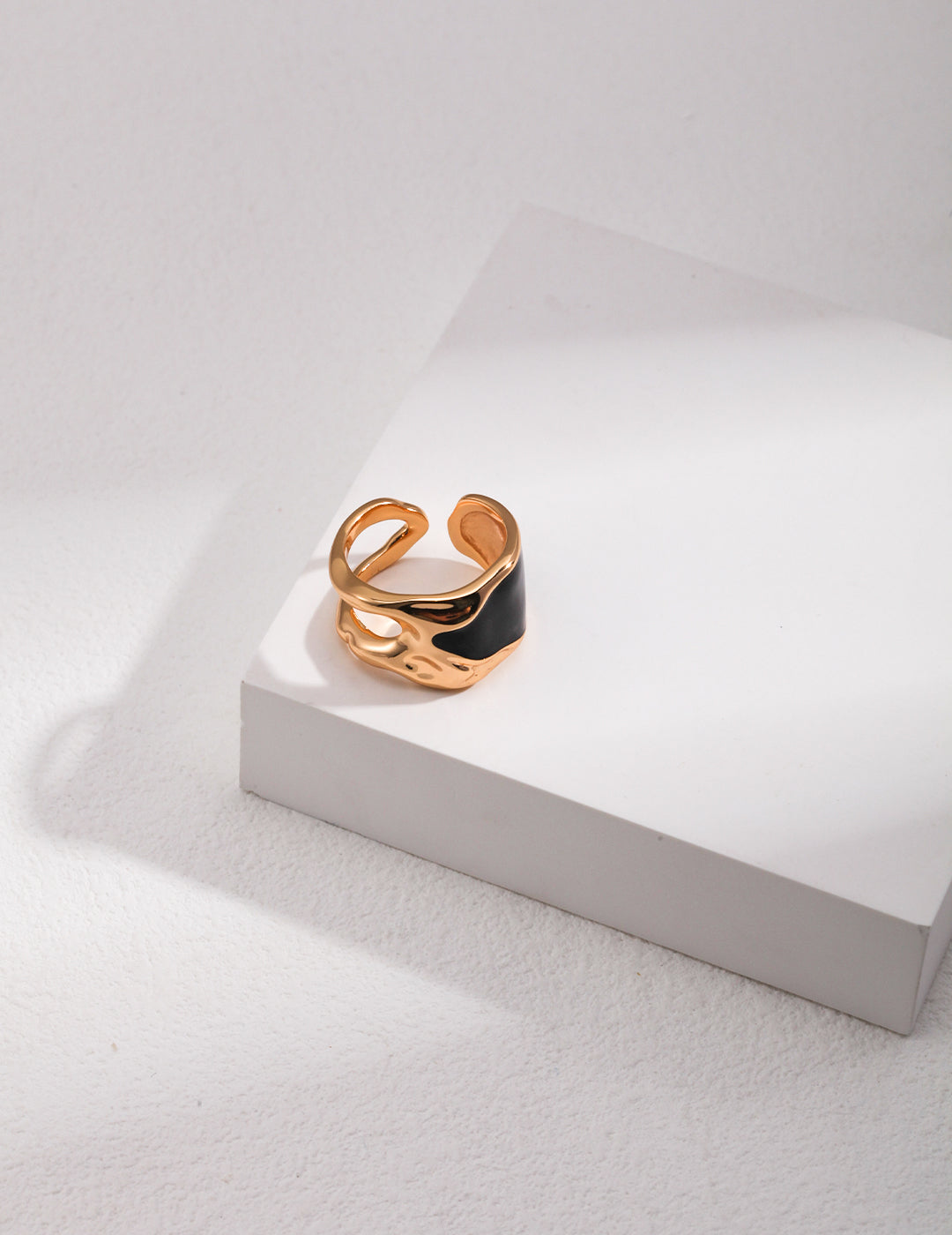 Adjustable Enamel Ring - 925 Silver (Silver Tone / Gold Tone)