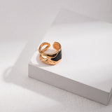 Adjustable Enamel Ring - 925 Silver (Silver Tone / Gold Tone)