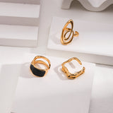 Adjustable Enamel Ring - 925 Silver (Silver Tone / Gold Tone)
