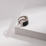 Adjustable Enamel Ring - 925 Silver (Silver Tone / Gold Tone)