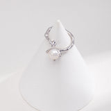 Moon & Stars Pearl Ring - Adjustable 925 Silver (Silver/Gold-Tone)
