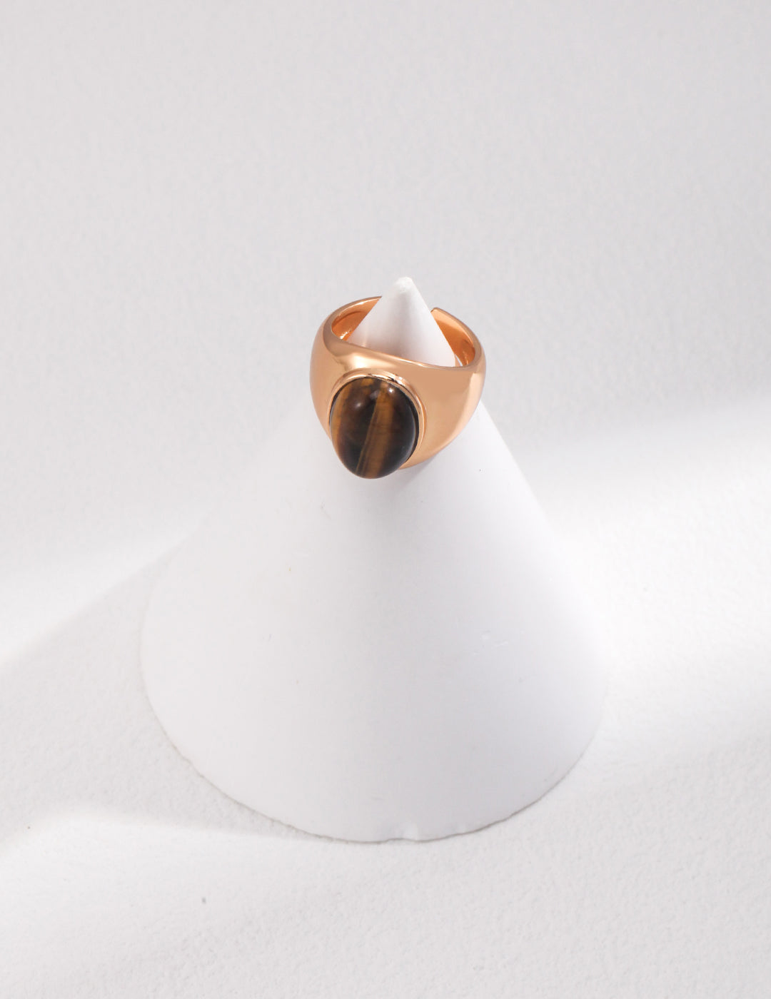 Tiger Eye Adjustable Ring - 925 Silver (Silver Tone / Gold Tone)