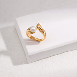 Fluid Pearl Adjustable Ring - 925 Sterling Silver (Silver Tone / Gold Tone)