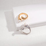 Fluid Pearl Adjustable Ring - 925 Sterling Silver (Silver Tone / Gold Tone)