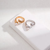 Fluid Pearl Adjustable Ring - 925 Sterling Silver (Silver Tone / Gold Tone)