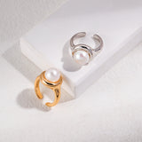 French Pearl Statement Ring - 925 Silver (Silver Tone / Gold Tone)