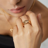 Lava Flow Adjustable Ring - 925 Sterling Silver (Silver Tone / Gold Tone)