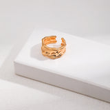 Lava Flow Adjustable Ring - 925 Sterling Silver (Silver Tone / Gold Tone)