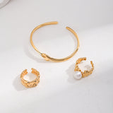 Lava Flow Adjustable Ring - 925 Sterling Silver (Silver Tone / Gold Tone)