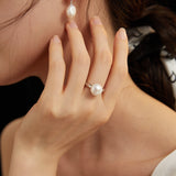 Executive Pearl Ring - 925 Sterling Silver (Silver Tone / Gold Tone)