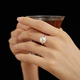 Executive Pearl Ring - 925 Sterling Silver (Silver Tone / Gold Tone)