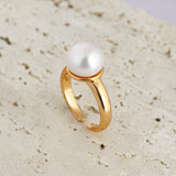 Executive Pearl Ring - 925 Sterling Silver (Silver Tone / Gold Tone)