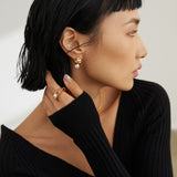 Geometric Pearl Ring & Necklace Set - 925 Silver (Silver Tone / Gold Tone)