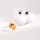 Lapis Lazuli Adjustable Ring - 925 Silver (Gold Tone)