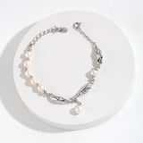 Scarf Pearl Bracelet - 925 Sterling Silver (Silver Tone / Gold Tone)