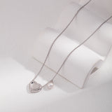 Reversible Pearl Love Set - 925 Silver (Gold/Silver Tone)