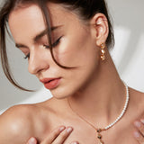 Double-Side Pearl Pendant Set - 925 Silver (Silver/Gold Tone)